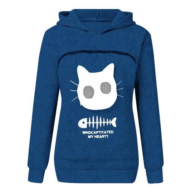 S-3XL Cat Lovers Hooded Sweatshirt Kangaroo Dog Pet Paw Dropshipping Pullovers Cuddle Pouch Fish Pocket Hoodie