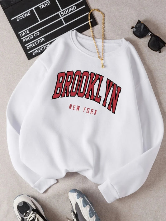 Brooklyn New Work Printed Hoodies Women Cotton Colorful Clothes Basic Trend Hooded Tops Be Durable Harajuku Hoodie Womens White-GK178