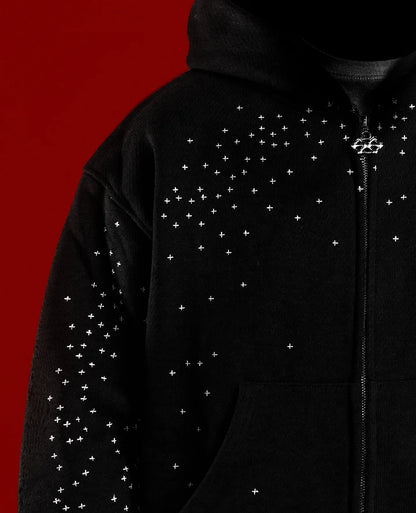 American Hip Hop Gothic Embroidery Oversize Fleece Zipper Hoodie Men's Y2K New Harajuku Punk Rock Couple Casual Joker Streetwear