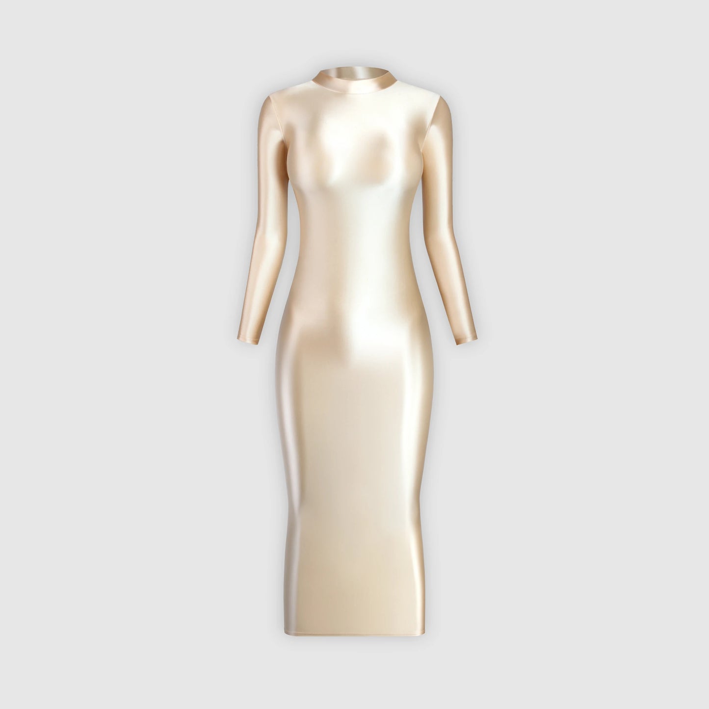 XCKNY Glossiness Series dress high neck long sleeve skirt silk longuette elastic silk tight skirt sports skirt sexy tight dress