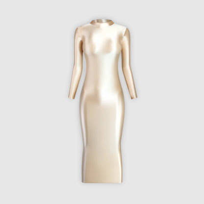 XCKNY Glossiness Series dress high neck long sleeve skirt silk longuette elastic silk tight skirt sports skirt sexy tight dress