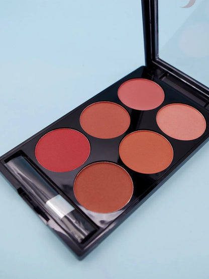 6-color blush and contouring all-in-one palette, pearlescent matte powder makeup palette