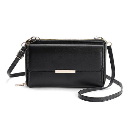 Fashion Women Luxury Leather Single Shoulder Bags Ladies Large Capacity Crossbody Mobile Phone Purse Female Messenger Wallet black3 Mini(Max Length<20cm) CN