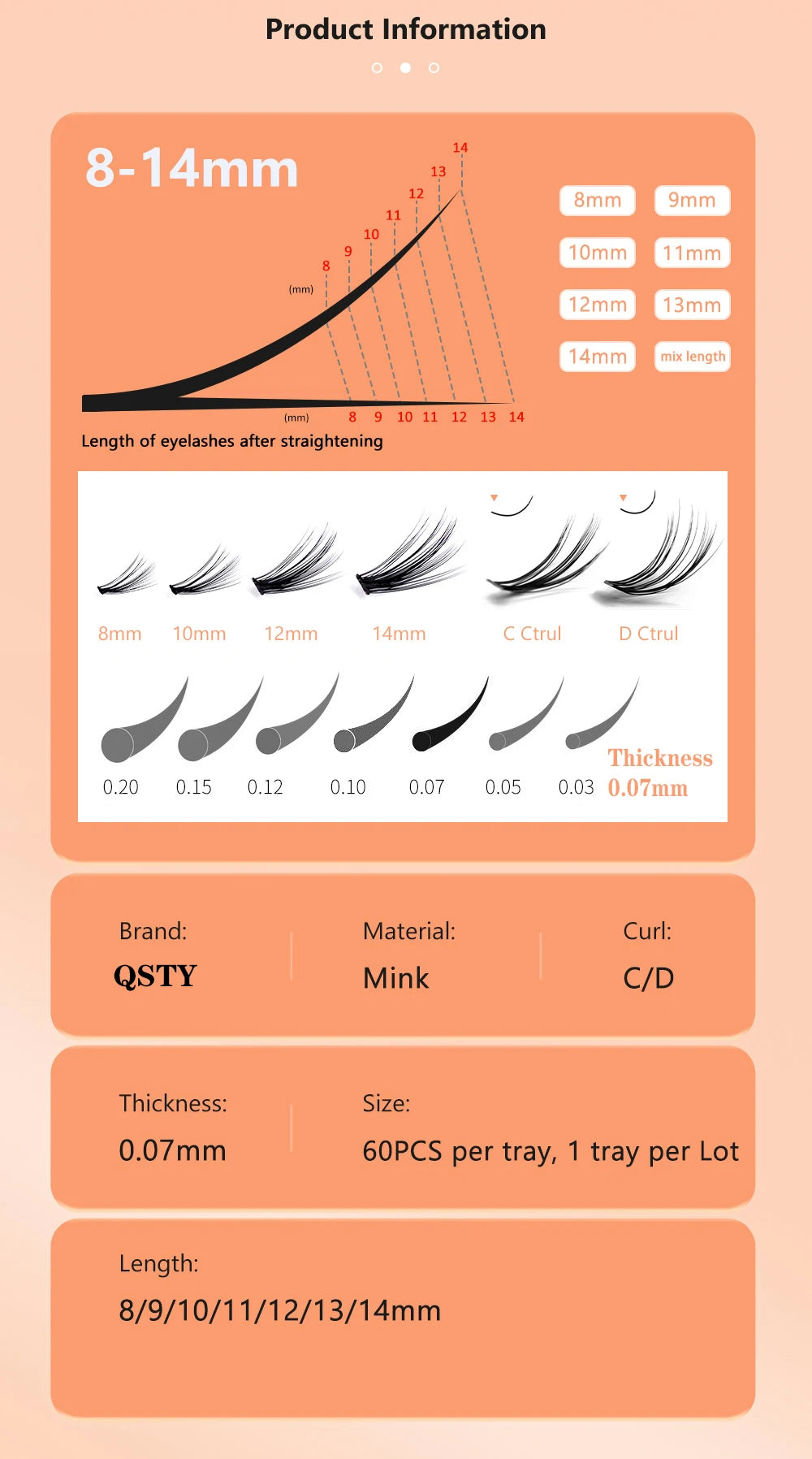 1 box 60 clusters 10/20D extension eyelashes, individual eyelashes, Natural Thick False Eyelashes, , Individual Eyelash Bunche