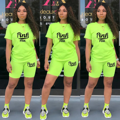 Hot Sale Of The Season round Neck Short Sleeve Printed Home Leisure Base Layer Set Multicolor Summer Bottoming Outfit Women's Sk Badiee Stylez