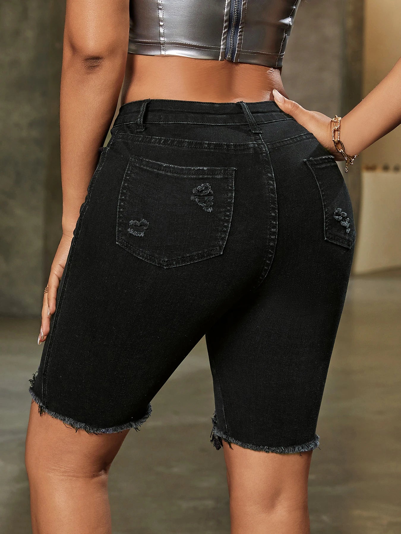 Women's jeans popular summer hot girl style black Denim shorts