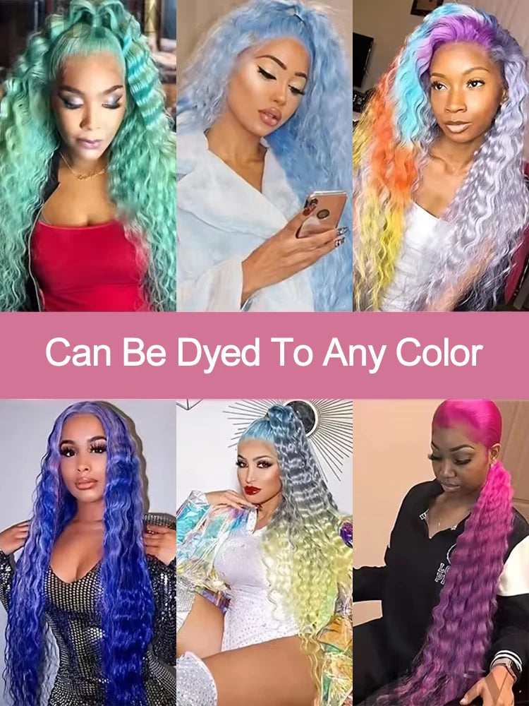 Deep Wave 13x6 HD Lace Frontal Human Hair Wig 30 40 Inch Curly 613 Honey Blonde Water Wave 13x4 Lace Front Wigs For Women 250% Badiee Stylez