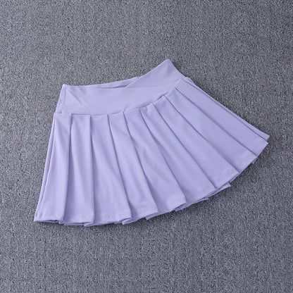 2024 New Best-Selling Pleated Nylon Spandex High Waisted Pocket Skirt With Anti Glare A-Line Sports Tennis Skirt Lavender