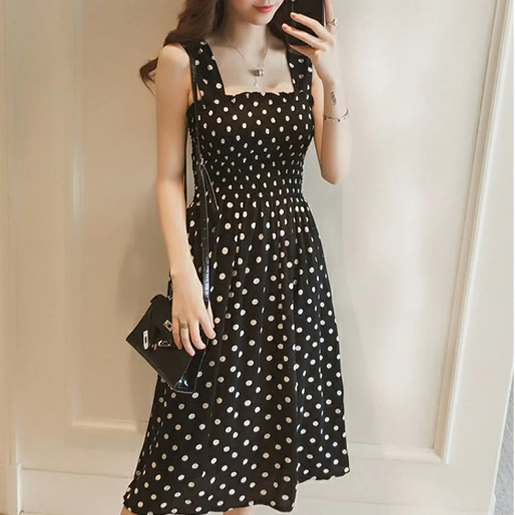 Sexy Off Shoulder Polka Dots Midi Dress Women 2024 Summer Casual High Waist Elegant Office Laides Dresses For Women Badiee Stylez
