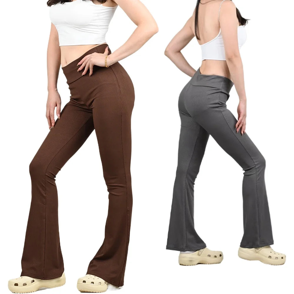 Woman Spring Summer Cinching Hip Lifting Fitness Exercise Elastic Bell Bottom Pants Women Casual Outdoor Running Yoga Pants