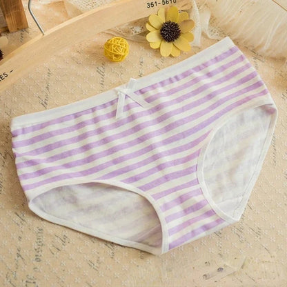 Kawaii Lolita Girls Japanese Anime Style Cosplay Women Panties Briefs With Bow Underwears Underpants Blue Pink White Stripe Gift Badiee Stylez