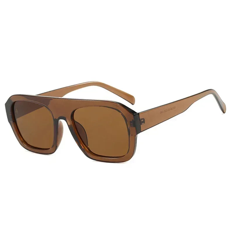 JNPCXI Fashion Square Women Sunglasses Shades UV400 Retro Leopard Tea Candy Color Gradient Men Punk Sun Glasses Dark Tea