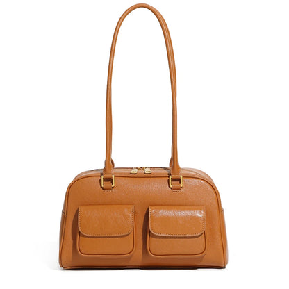 Hifashion Luxury Genuine Leather Underarm Shoulder Bags For Women 2025 Trend Designer Pillow Satchel Tote Office Ladies Handbags Yellow Brown