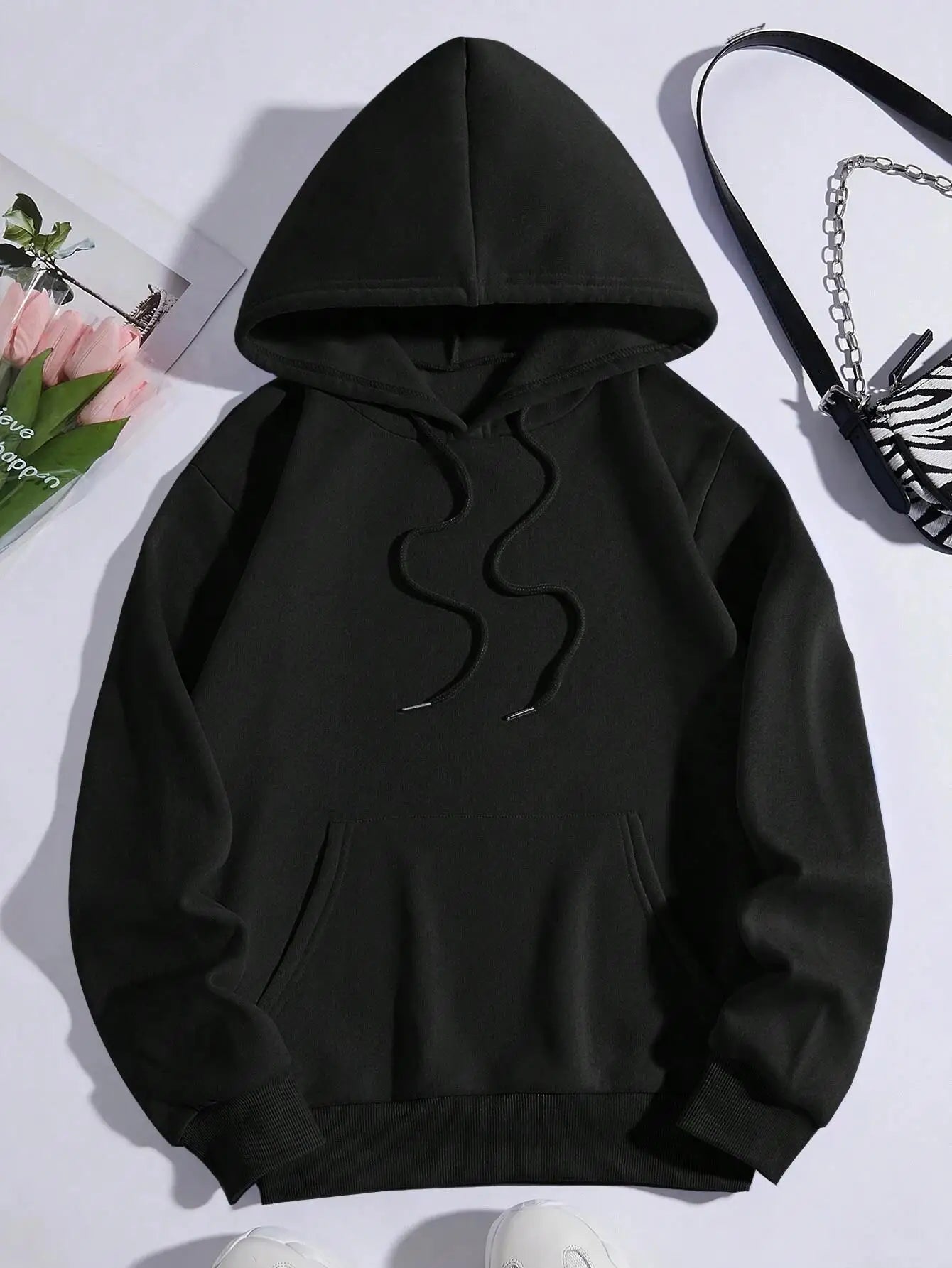Beautiful Purple Butterfly Printing Hoodies Women Fleece Pocket Hoody Simple Casual Hoodie Autumn Loose Female Streetwear