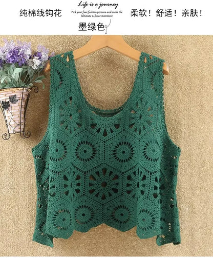 Thin T shirt Women Clothing Casual Vintage Streetwear Tops Coat Summer Spring Autumn Sleeveless Harajuku Clothes Women Vest B-Green One Size