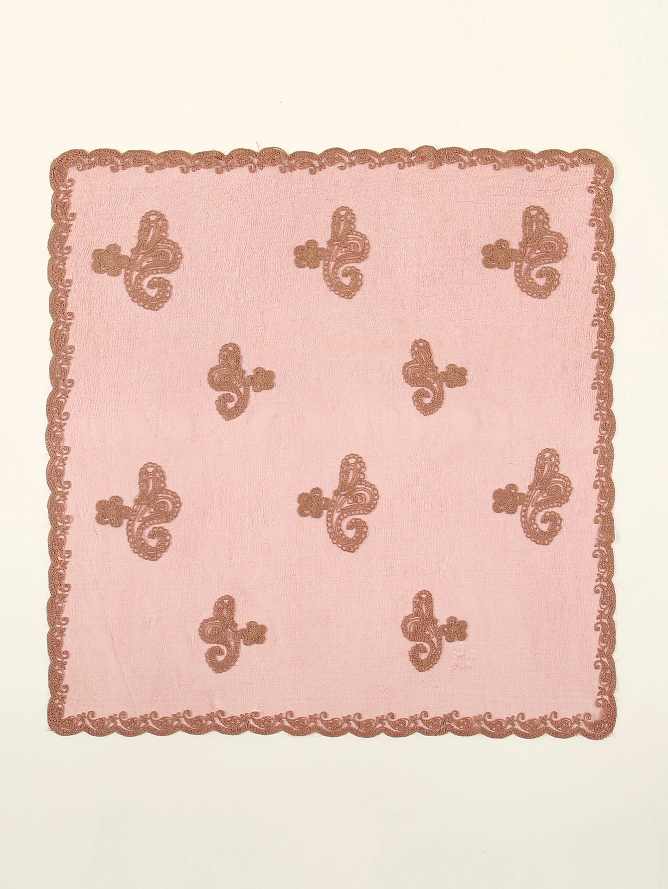 Lace Paisley Embroidery Bandana Square Scarf Elegant Breathable Silk Scarves Women Sunscreen Lightweight Shawl Headband