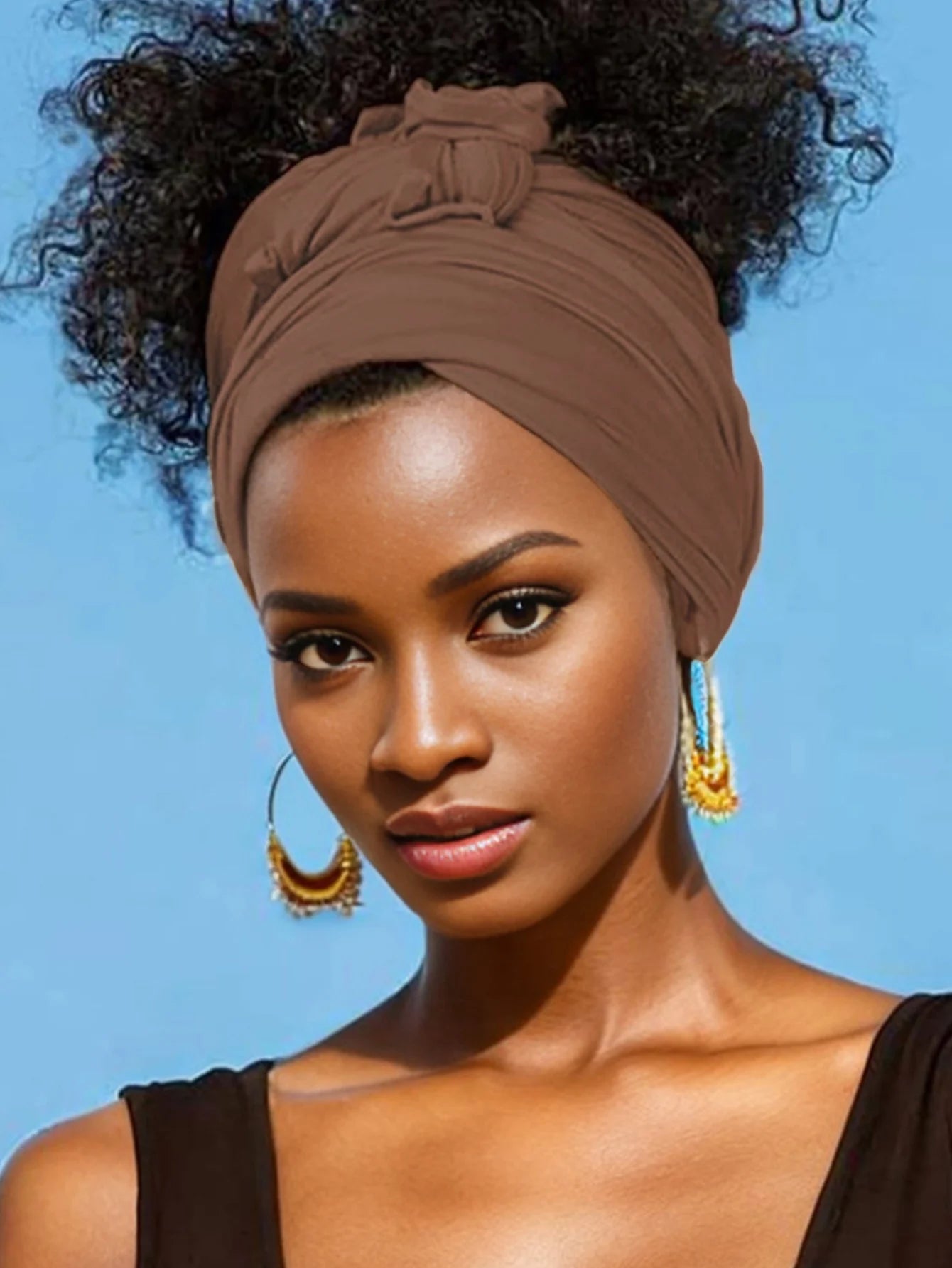 Hot selling stretch jersey turban african headband solid color super soft extra long breathable headband for women