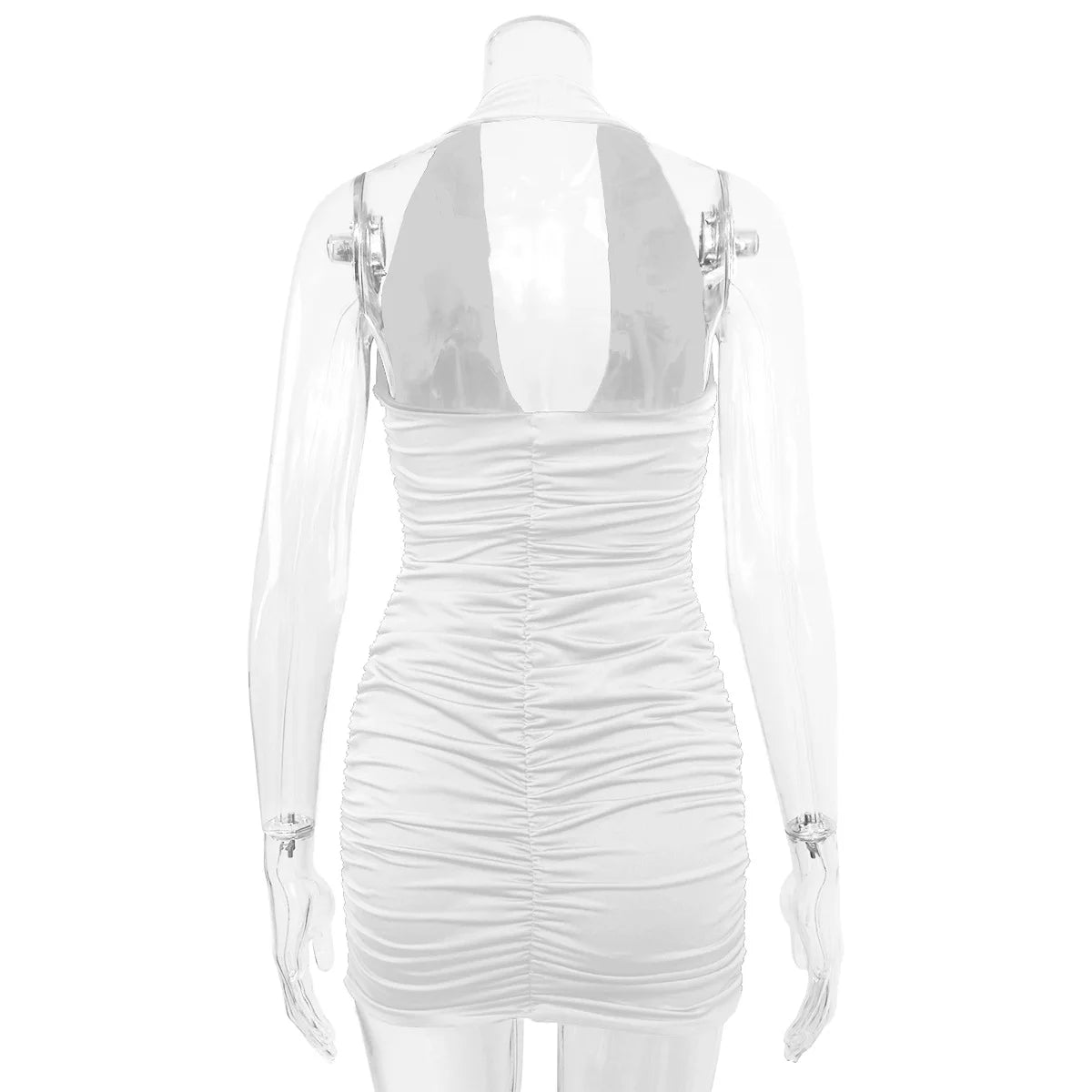 Sexy Deep V Evening Party Sleeveless Backlss Dress 2024 Summer Short White Halter Dresses Women Tight Club Mini Dress Clubwear