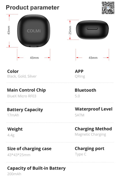 2024 COLMI R02 Smart Ring with Charging Case for Men Women, Battery Life, 39 Days, Health Monitor, 5ATM Waterproof Badiee Stylez