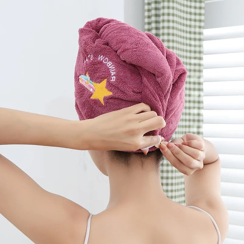 1pc Quickly Dry Hair Hat Super Absorbent Soft Bathroom Women Head Towels Girls Cute Hair Towel Hair Dry Wrap Bonnets Badiee Stylez