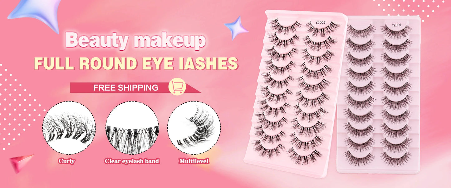 SHIDISHANGPIN 5/10Pairs False Lashes Cat Eye Eyelashes Eyelash Extension 3D Mink Half Lashes Natural Makeup faux Cils maquiagem