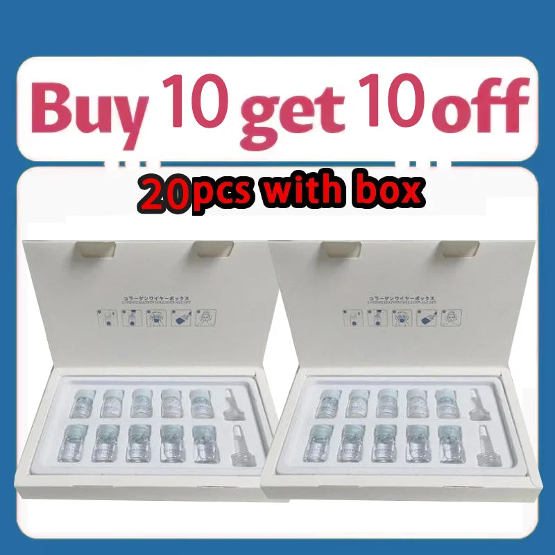 Korea Facial Hydrolyzed Silk Protein Collagen Thread Ball Serum Moisturiz Hydration Lifting Firm Fine lines Essence SkinCare 20bottle(with box)