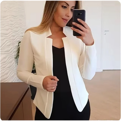 Cardigan Solid Color Long Sleeved Women's Elegant Suit Jacket Daily Office Fashion Street Autumn Slim Fit Top White