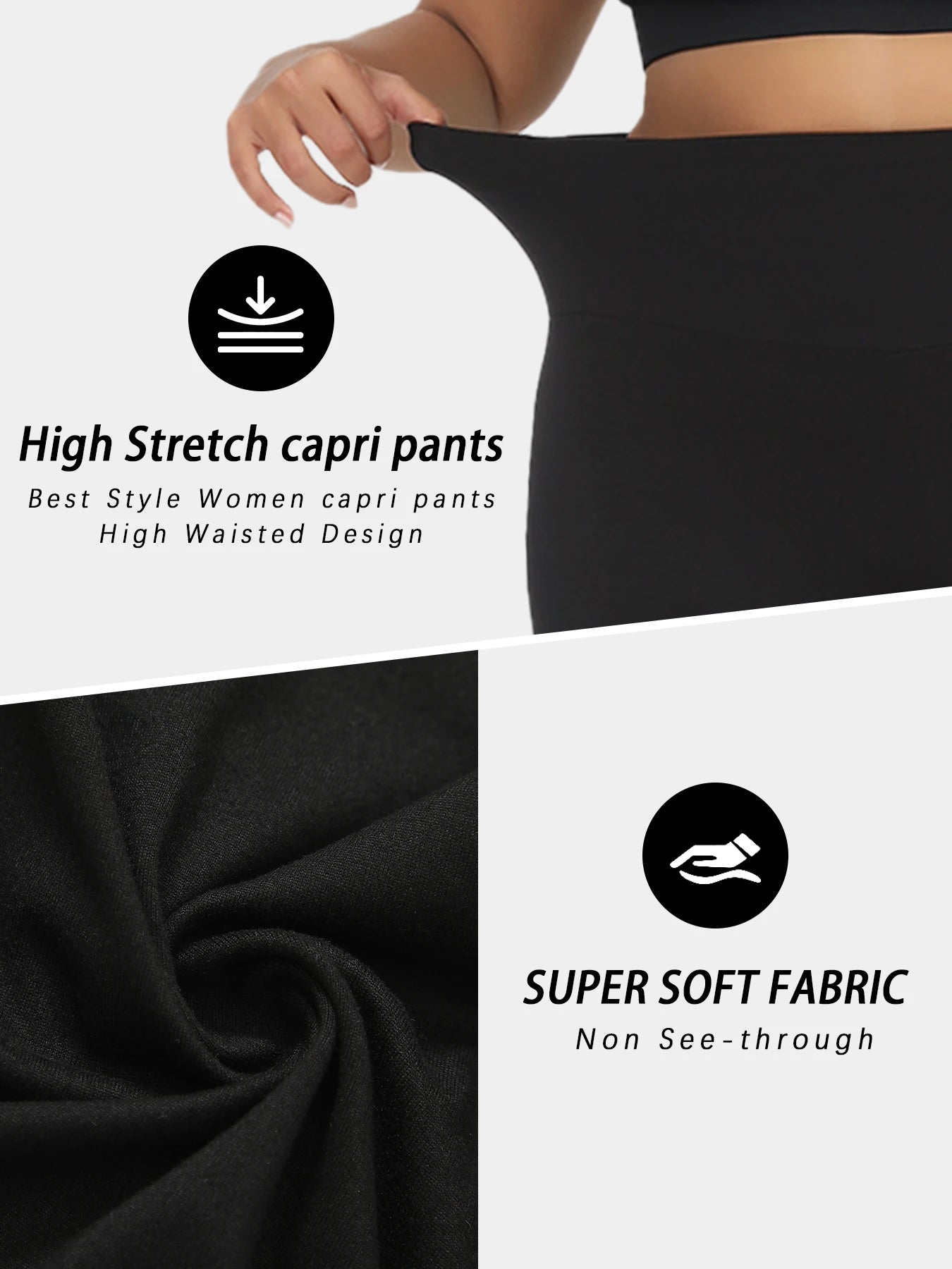 Plus Size Leggings for Women Super soft High Waisted Tummy Control Yoga Capri Pants No See Through Workout Running Leggings