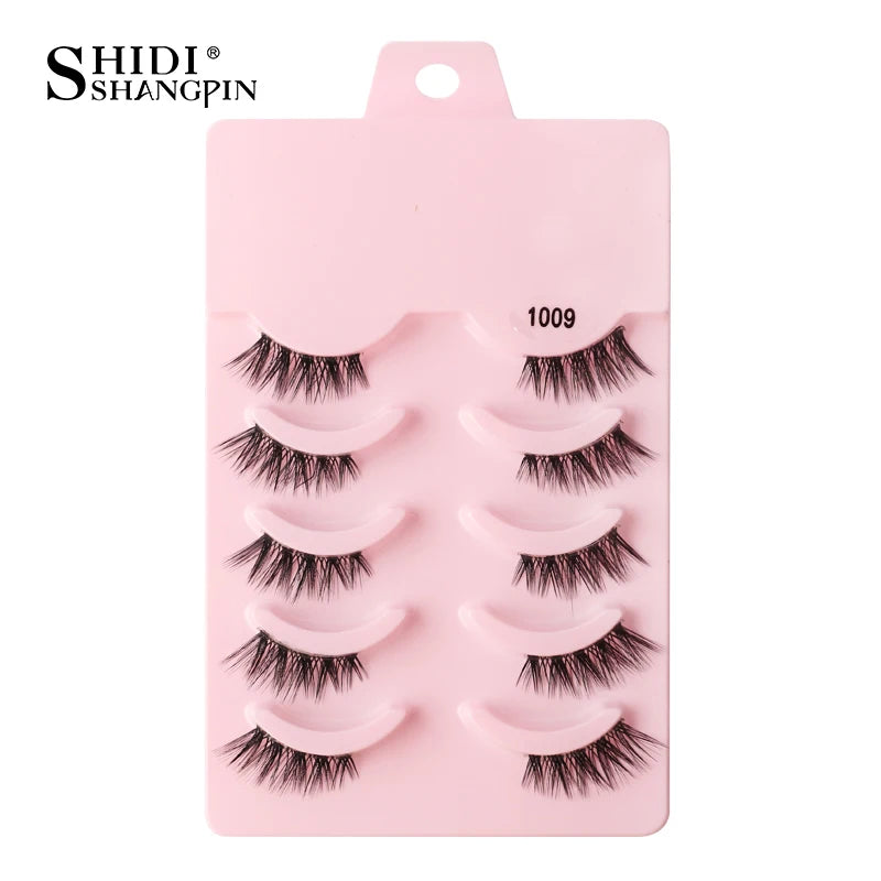 SHIDISHANGPIN 5/10Pairs False Lashes Cat Eye Eyelashes Eyelash Extension 3D Mink Half Lashes Natural Makeup faux Cils maquiagem 5 Pairs 1009