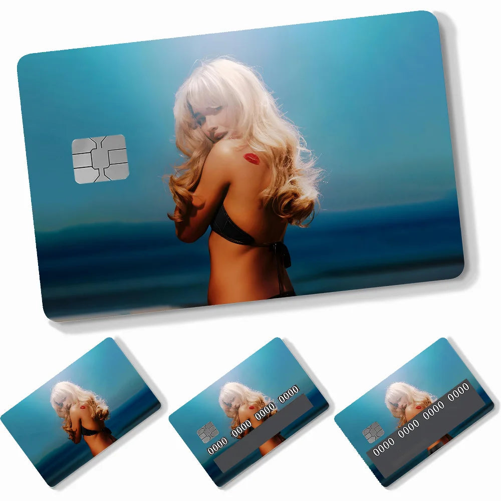 Singer S-Sabrina C-Carpenter Card Stickers 4pcs PVC Credit Card Skin Stickers Removable Self-adhesive Protective Film Badiee Stylez