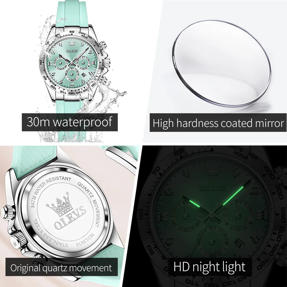 OLEVS 5618 Woman Watch Fashion Original Quartz Watch Waterproof Luminous Chronograph Date Sports Watches For Woman With Box