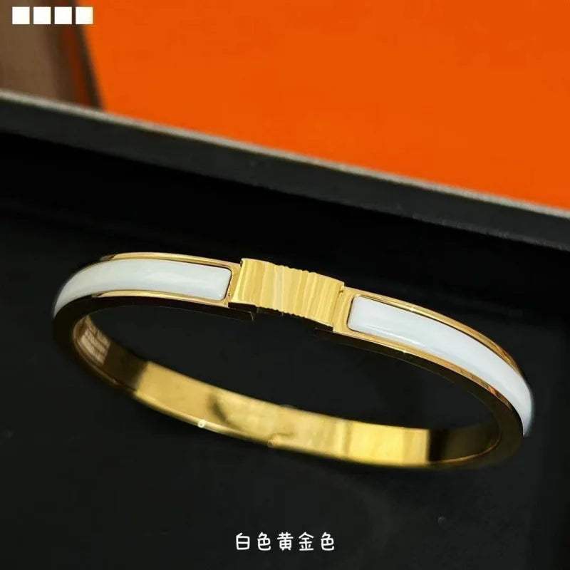 Luxury Fashion Stainless Steel Enamel Bracelet, Fashionable, Women's Festival Luxury, Colorful Jewelry Access 2025 Fashion black