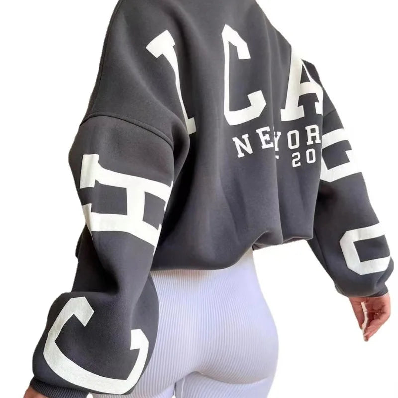 American Fashion Brand Harajuku Retro Letters Fashionable Loose Hoodie Women Street Hip-hop Punk Y2K Casual Oversized Sweatshirt