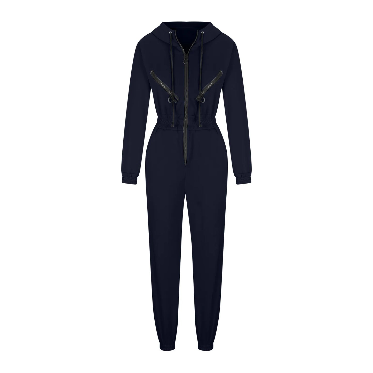Autumn Women's Monochrome Long-Sleeved Jumpsuit Solid Color Zip-up Sportswear Female Winter Casual Tracksuit Fashionable Hoodies Badiee Stylez