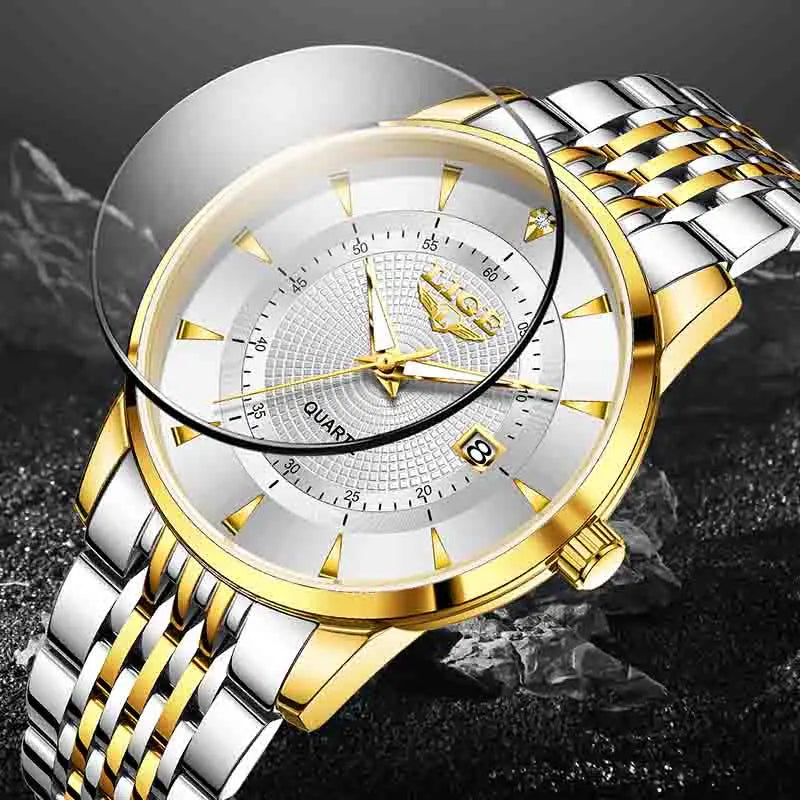 LIGE's new Fashion Women's Watch Luxury Stainless Steel Waterproof Clock Calendar Gift Quartz Watch for Women Relogio Feminino