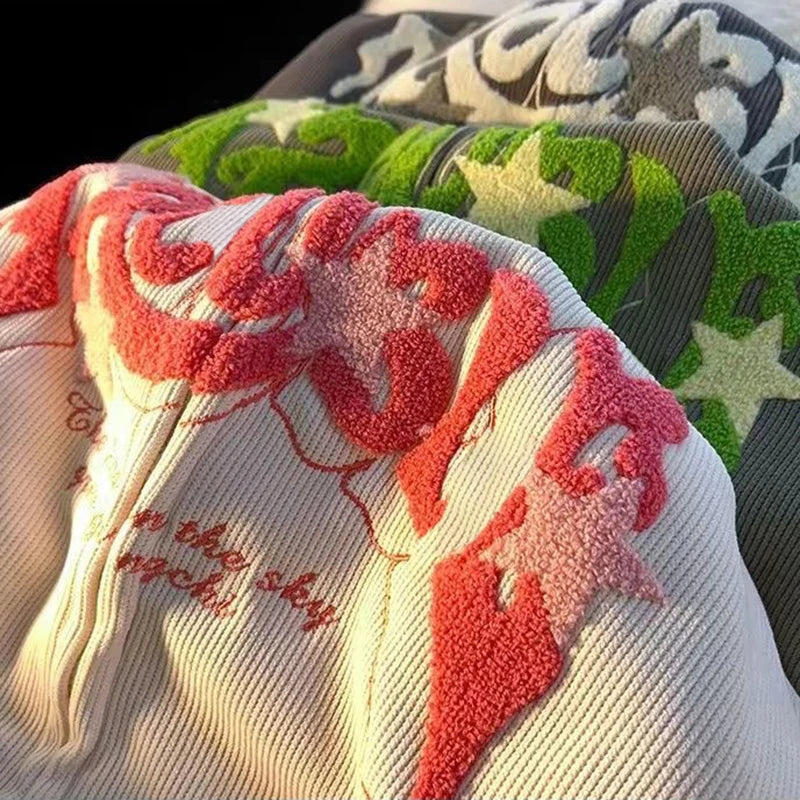 Plus Size XL-3XL Corduroy Embroidery Loose Hoodies Women Sprring Autumn Long Sleeve Zipper Hood Shirt Harajuku Y2K Sweatshirt