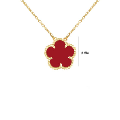 7 colors classic simple five-leaf flower pendant necklace natural stones clover Choker Chain for women party daily wear jewelry 2