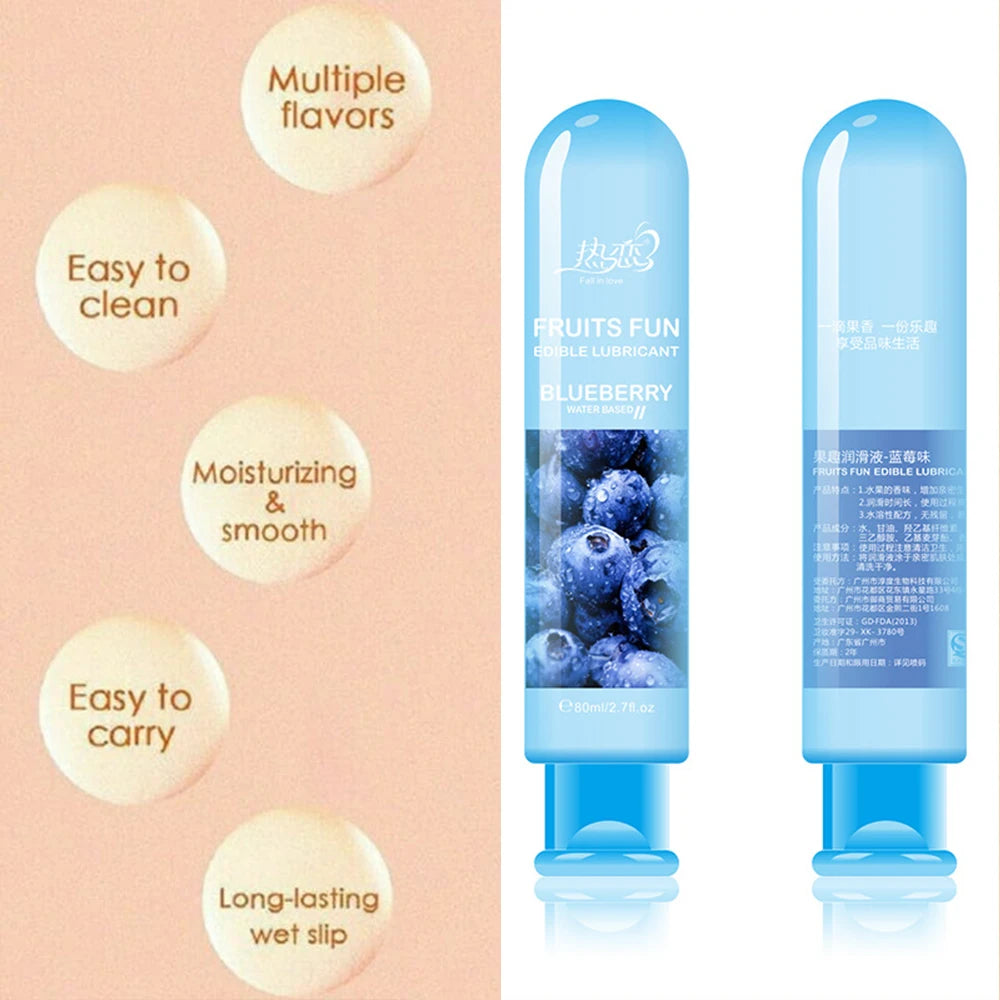 200ml Fruit Flavor Sex toy for women men Lubricant Sex Water-based Blueberry Strawberry Peach Sex Oil Vaginal Anal Gel Adults 18