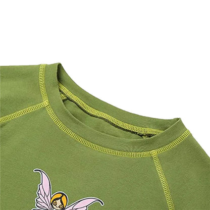 Gothic Graphic Printed T-Shirt For Ladies Harajuku Short Sleeve Crop Top Angels And Demons Print Tee Tops Women