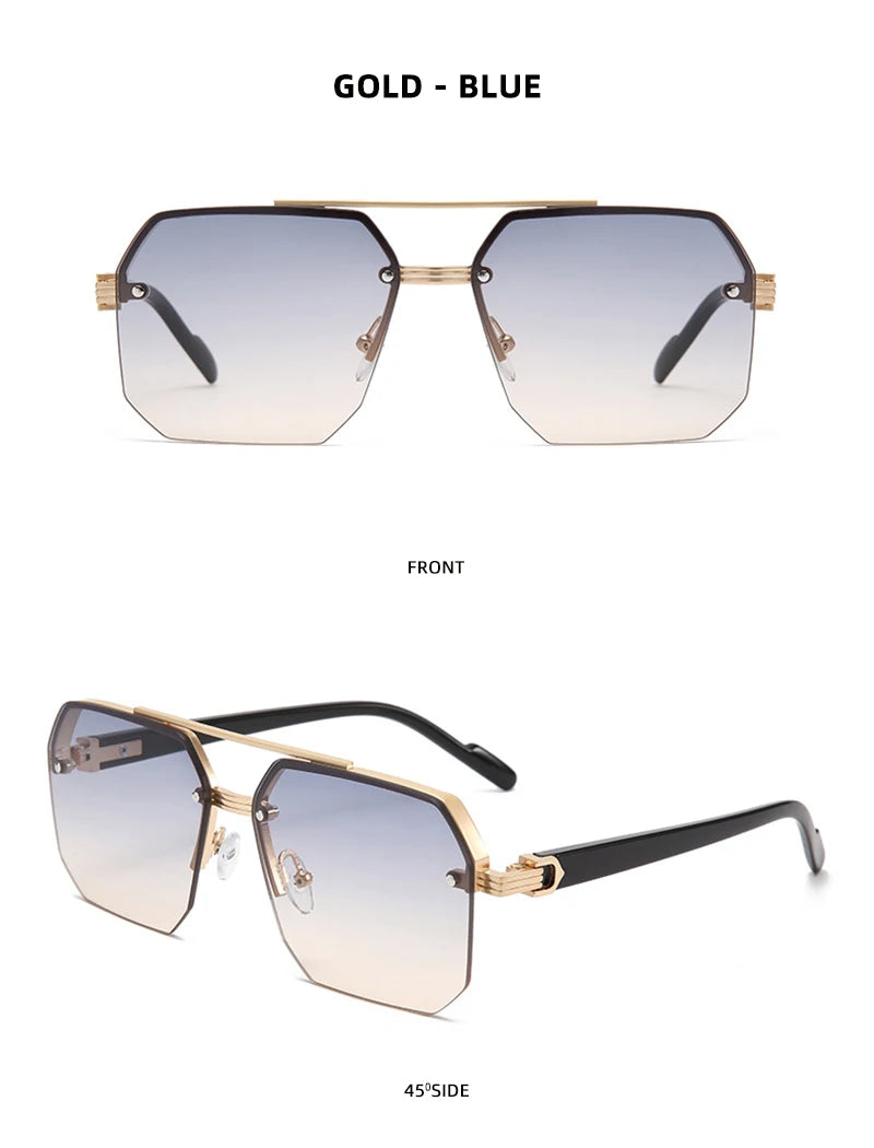 Fashion Half Frame Sunglasses Men Women Classic Big Business Sun Glasses Male Trendy Driving Shades