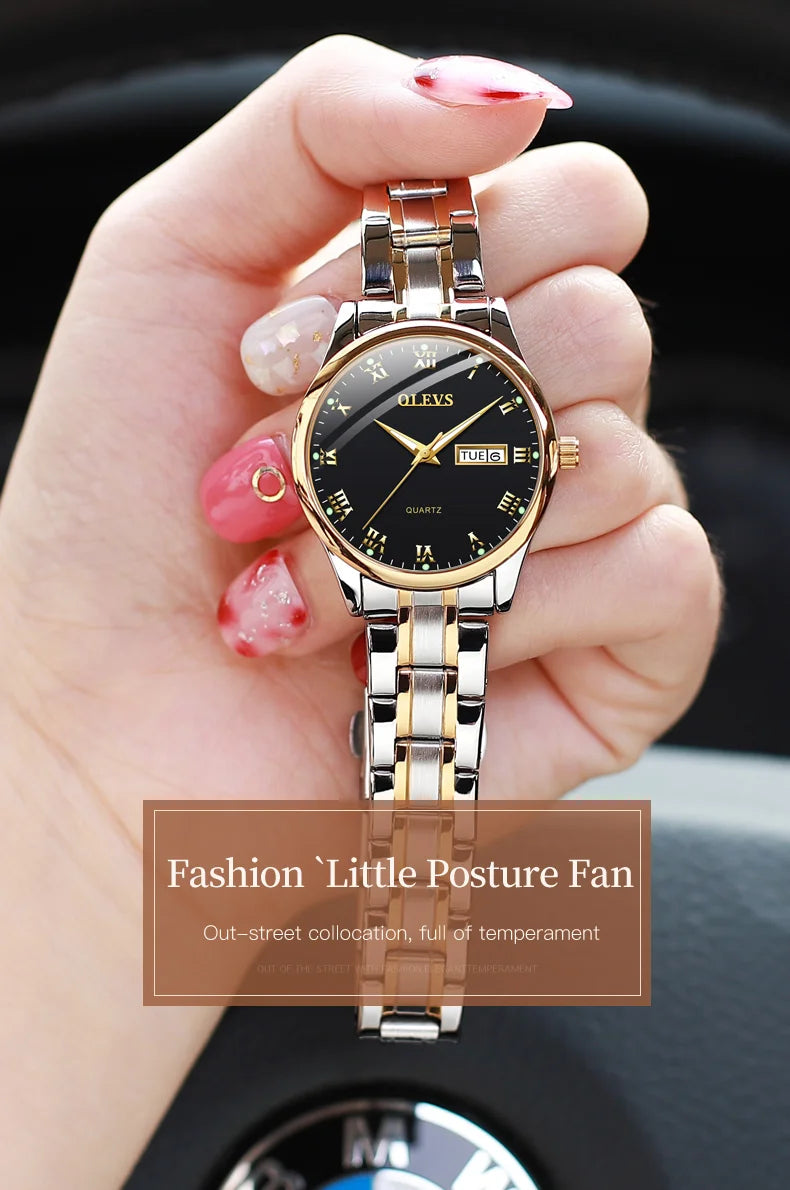 OLEVS Brand Belt Style Double Calendar Quartz Women's Watch 5582