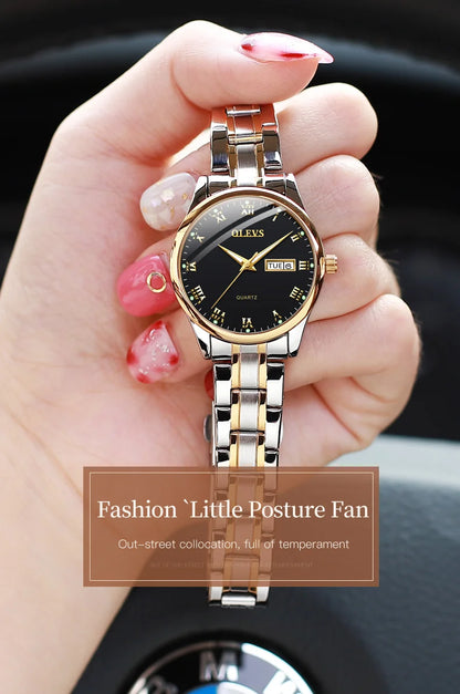 OLEVS Brand Belt Style Double Calendar Quartz Women's Watch 5582