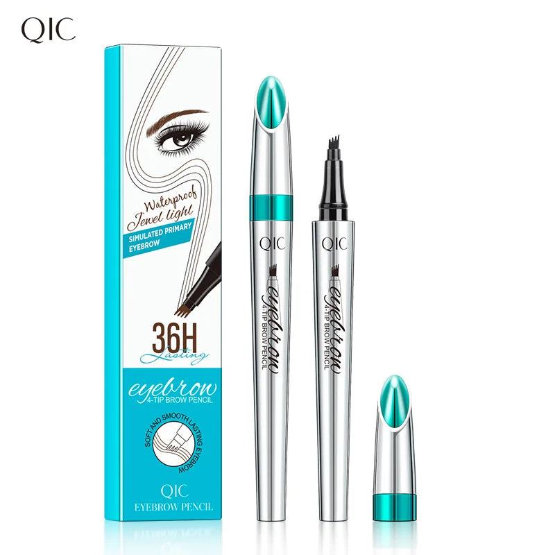 Four-Jaw Ultra-Fine Liquid Eyebrow Pencil 3D Waterproof Tip Tattoo Cosmetic Long Lasting Natural Dark Brown Liquid Eye Brow Pen