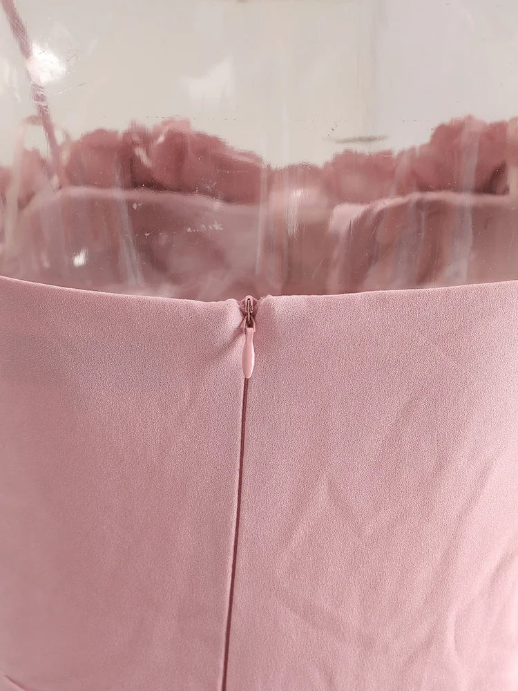 DEAT Elegant Dress Hollow Out Backless Camisole Pleated Flower High Waist Women's Party Dresses 2025 Autumn New Fashion 13DB5083 Badiee Stylez