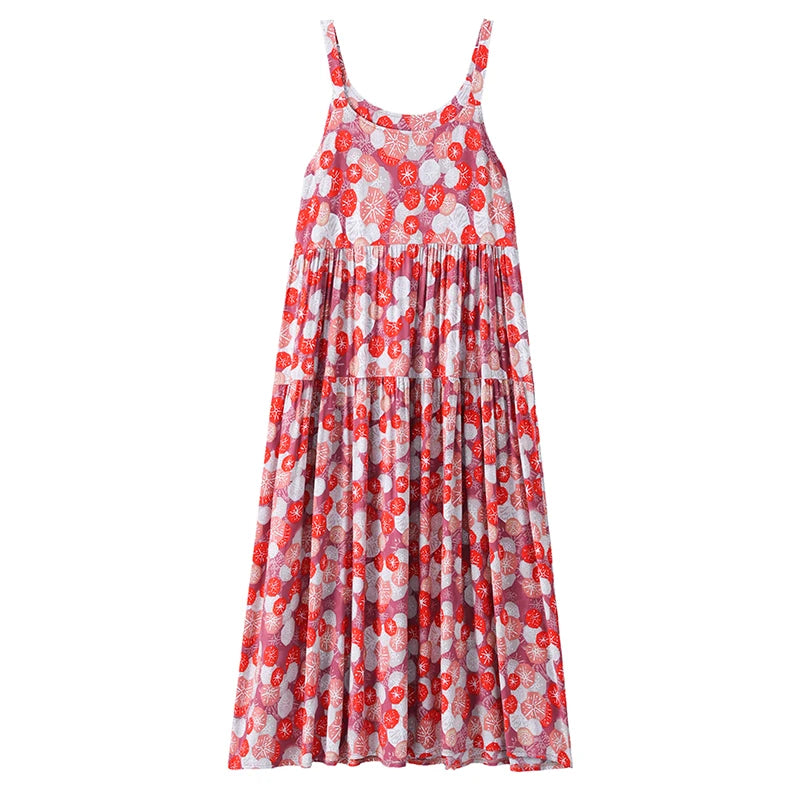 New Fashion Casual 2025 Summer Elegant Dresses For Women O-Neck Print Vintage Sleeveless Dress Loose Women Clothing