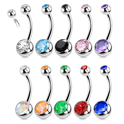 1PC G23 Titanium Crystal Gem Curved Barbell Rings Belly Button Navel Rings Piercings Nombril Ombligo Piercing Charming Jewelry Badiee Stylez