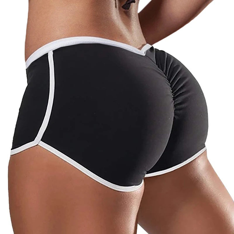 Women Summer Sports Fitness Skinny Slim Shorts Causal Yoga Shorts Shorts Low Waist Stretchy Gym Clothing Short Pants black