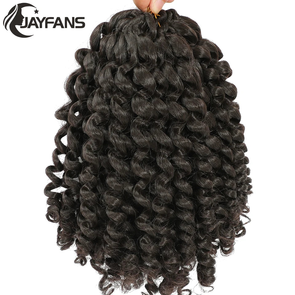 1- 5 Packs 8 inch Jumpy Wand Curl Jamaican Bounce Crochet Hair Natural Black Wand Curls Crochet Hair Short Curly Crochet Braids Badiee Stylez
