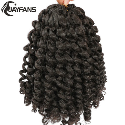 1- 5 Packs 8 inch Jumpy Wand Curl Jamaican Bounce Crochet Hair Natural Black Wand Curls Crochet Hair Short Curly Crochet Braids Badiee Stylez
