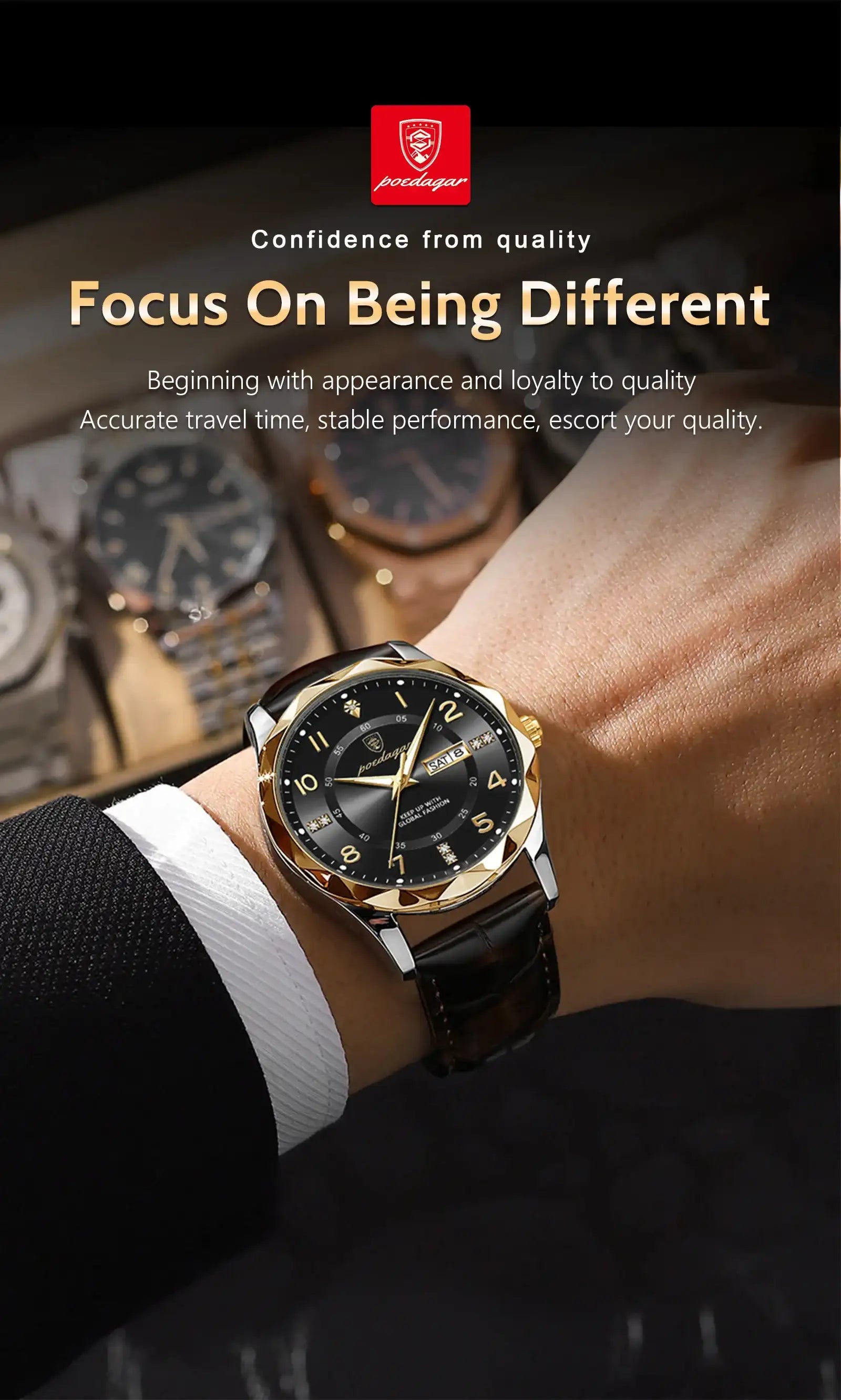 POEDAGAR Luxury High Quality Watches for Men Sport Quartz Leather Man Watch Waterproof Luminous Date Week Men's Watch Male Reloj